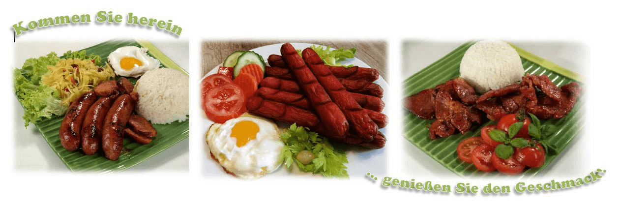 Serviervorschlag mit Longanisa, Hot Dogs und Tocino