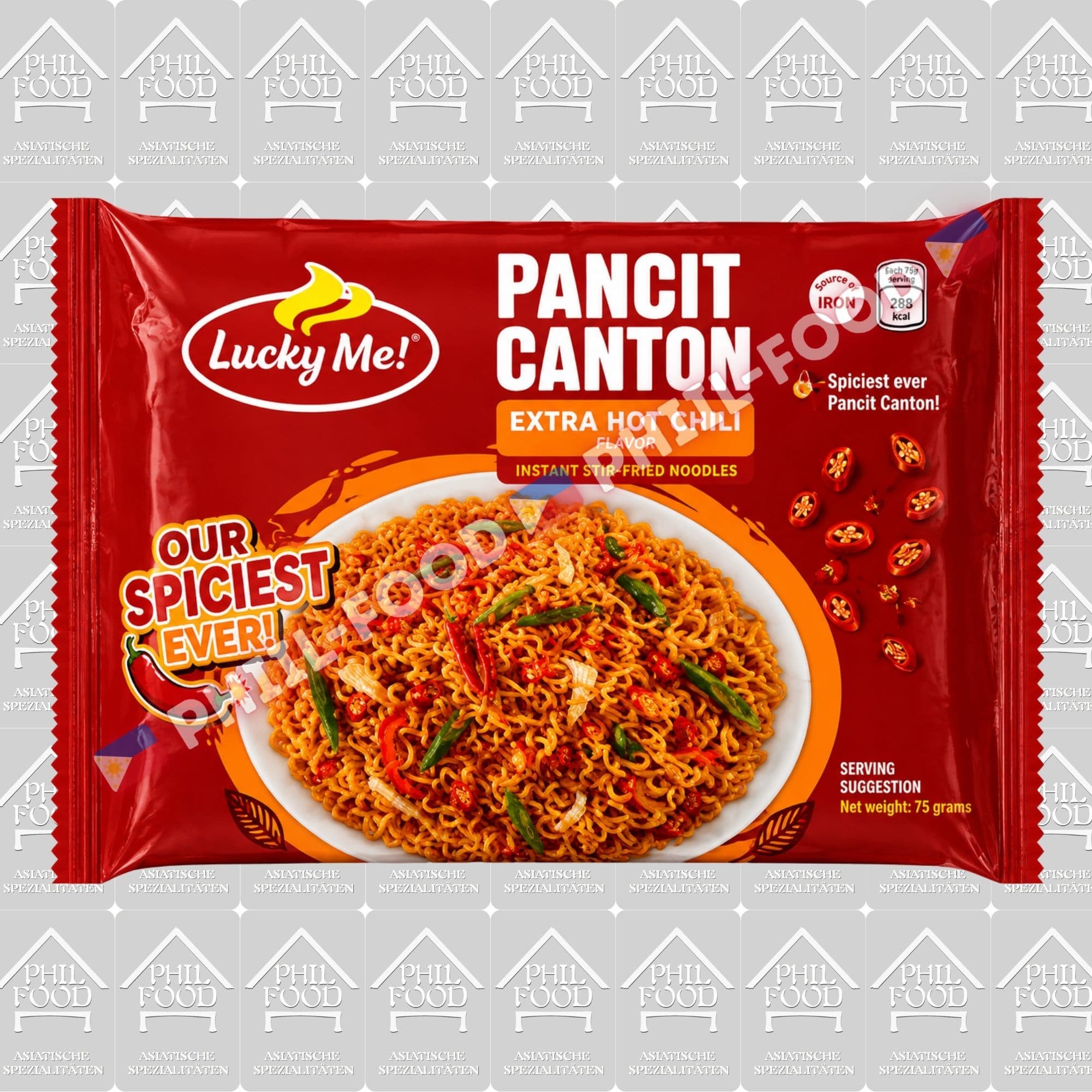 Lucky Me! Pancit Canton Extra Hot Chili Flavor